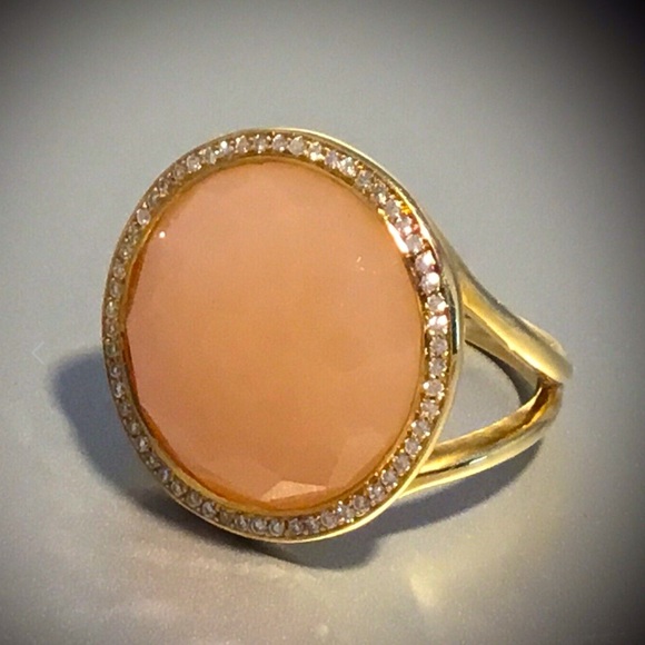 Ippolita Jewelry - IPPOLITA 18K Yellow Gold Lollipop® Peach Moonstone & Diamond Statement Ring 🇮🇹